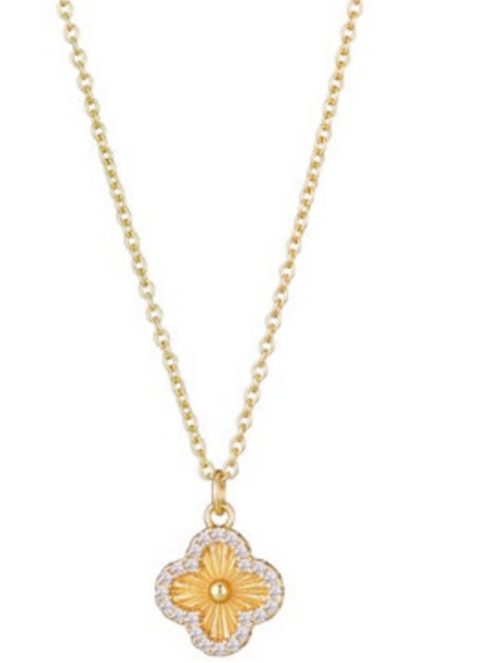 NWOT Adornia Cubic Zirconia Button Clover Halo Pendant Necklace